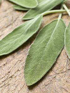Sage leaves on chopping board