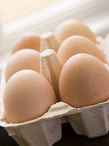 Fresh eggs in box