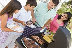 Family Enjoying A Barbeque