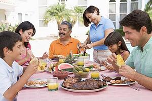 Family Enjoying A Barbeque