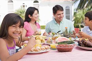 Family Enjoying A Barbeque