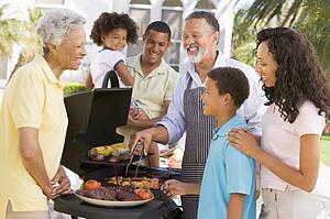 Family Enjoying A Barbeque