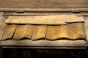 Pieces of weathered wood on shelf