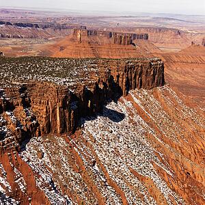 Aerial landscape of mesas in Canyonlands National Park, Moab, Utah, United States