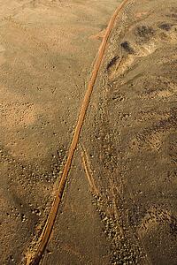 Aerial landscape of rural dirt road in Utah, United States