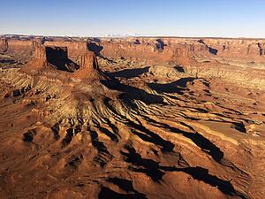 Aerial landscape of mesas in Canyonlands National Park, Moab, Utah, United States