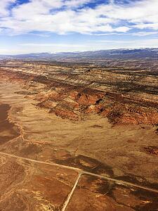 Aerial landscape of desert plains in rural Utah, United States.