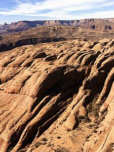 Aerial landscape of rocks Canyonlands National Park, Moab, Utah, United States.