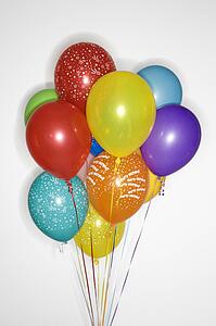Bunch of colored helium balloons