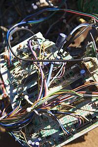 Wires and old broken electrical car components
