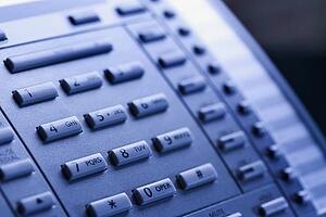 Close-up of a business telephone keypad