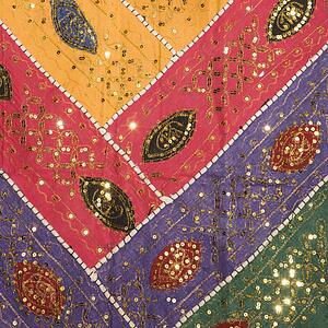 Colorful Mexican fabric with leaf pattern