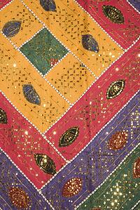 Colorful Mexican fabric with leaf pattern