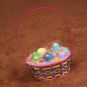 Easter basket filled with eggs and candy