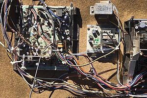 Wires and old broken electrical car components