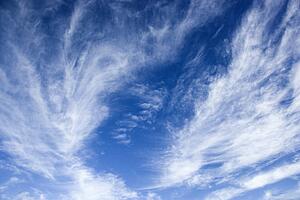 Beautiful blue sky with light wispy clouds