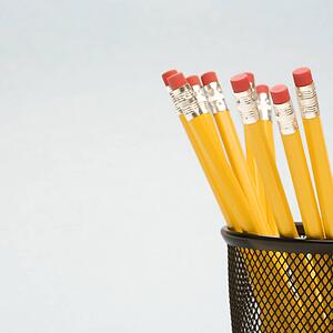 Group of pencils in pencil holder