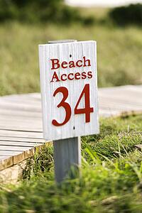 Beach access walkway and sign on Bald Head Island, North Carolina
