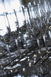 Empty glasses lined up