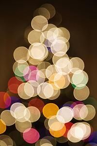 Abstract Christmas tree with blurred multicolored lights
