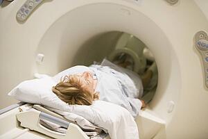 Patient Undergoing For A Computerized Axial Tomography (CAT) Scan