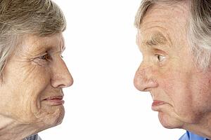 Senior couple looking at each other