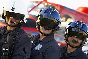 Portrait of paramedics standing in front of Medevac