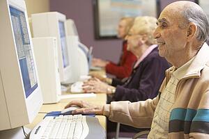 Senior man using computer