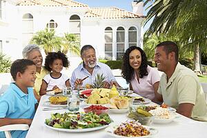 Family Eating An Al Fresco Meal