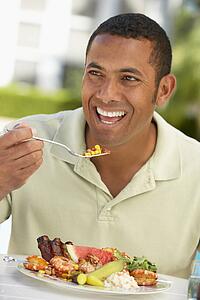Mid Adult Man Dining Al Fresco