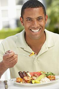 Mid Adult Man Dining Al Fresco
