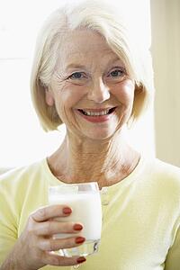 Senior Woman Drinking Milk