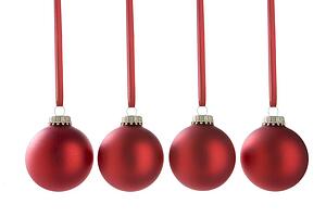 Four Red Christmas Baubles
