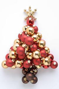 Christmas Tree Made From Baubles Against White Background