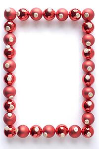 Border Made From Red Baubles Against White Background