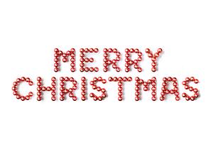 Red Christmas Baubles Spelling Merry Christmas Against White Background