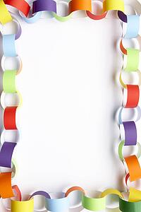 Border Made From Colourful Paper Chain Against White Background