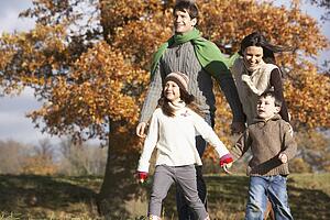Family Walking In Park