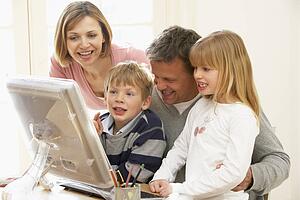 Family Group Using Computer