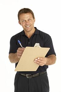 Courier Writing On A Clipboard