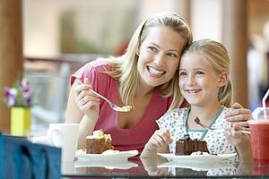 Mother And Daughter Having Lunch Together At The Mall