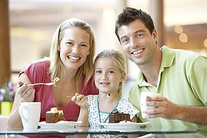 Family Having Lunch Together At The Mall