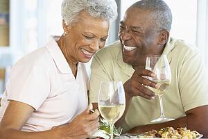 Senior Couple Having Lunch Together At A Restaurant
