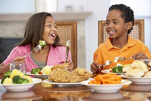Brother And Sister Having Lunch Together At Home