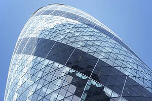 Glass Exterior Of Swiss Re Tower, London, England