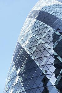 Glass Exterior Of Swiss Re Tower, London, England