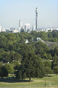 Cityscape With The BT Tower And Millennium Wheel, London, England
