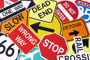 Group Of Road Signs