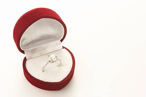 Diamond Engagement In Heart Shaped Ring Box