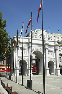 Marble Arch With Flags Flying, London, England